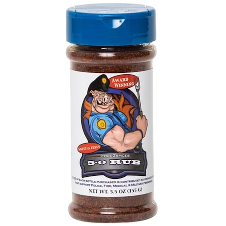 5-0 Rub Code 3 Spices 5-0 Rub Sweet and Zesty BBQ Seasoning 5.5 oz 506